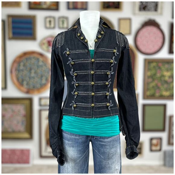 Byron Lars Beauty Mark Military Denim Jacket Womens Size 4 NWT Michael Jackson - Picture 4 of 12